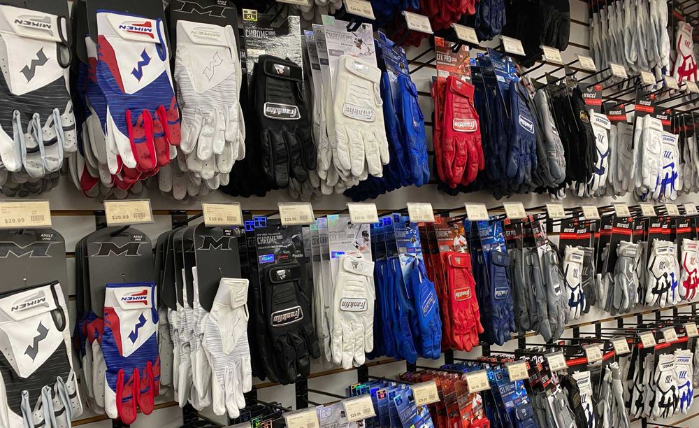 Batting gloves for sale at Home Run Park